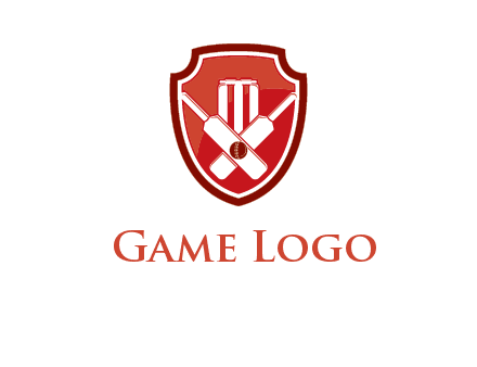 wicket and crossed bats in shield sports logo