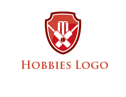 wicket and crossed bats in shield sports logo