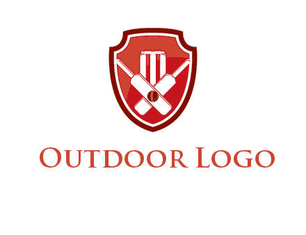wicket and crossed bats in shield sports logo