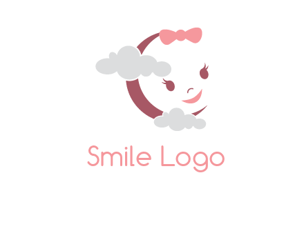 clouds in front of baby face childcare logo