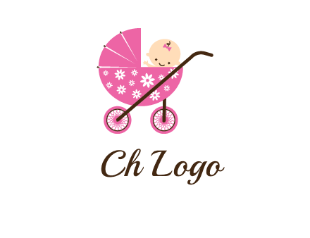 baby in stroller childcare logo