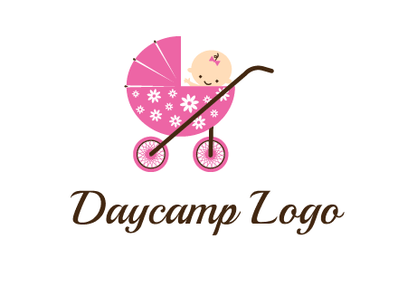 baby in stroller childcare logo