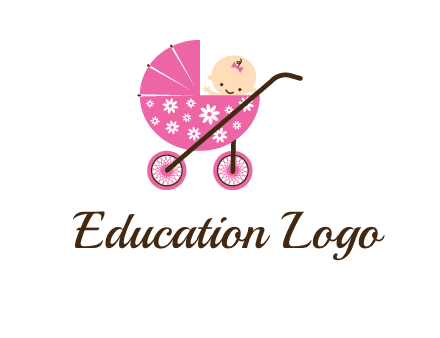 baby in stroller childcare logo