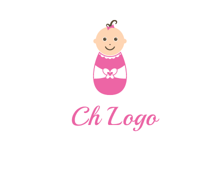 childcare logo with a baby in pink