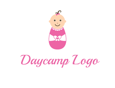 childcare logo with a baby in pink