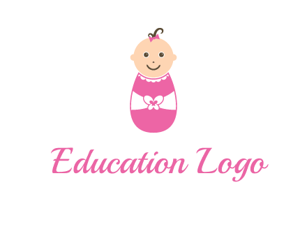 childcare logo with a baby in pink