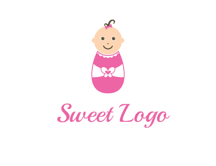 childcare logo with a baby in pink
