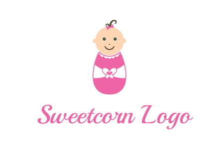 childcare logo with a baby in pink