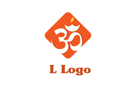 om symbol in square logo
