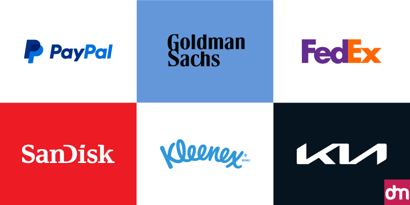 Logos with minimal color schemes. 