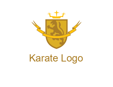 lion on shield with crown in logo