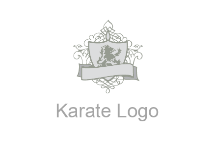 shield with banner and swirl design icon