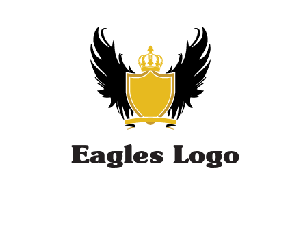 shield with crown and wings logo