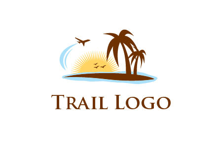 airplane sun trees travel logo