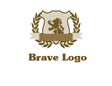 lion on shield logo with a wreath