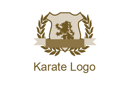 lion on shield logo with a wreath