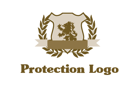 lion on shield logo with a wreath