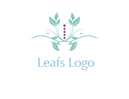 leaves and vines with puple gems logo