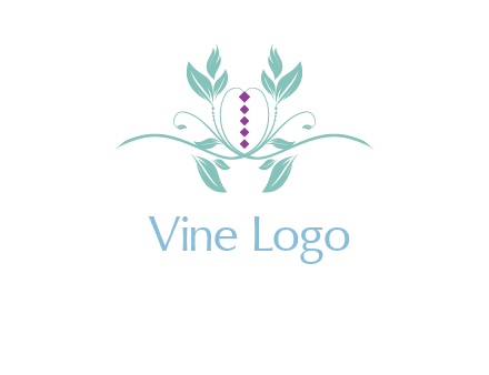 leaves and vines with puple gems logo