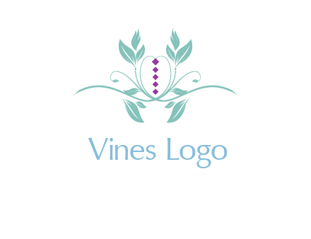 leaves and vines with puple gems logo