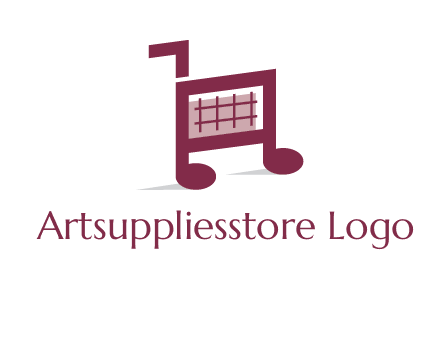 shopping cart logo with music note