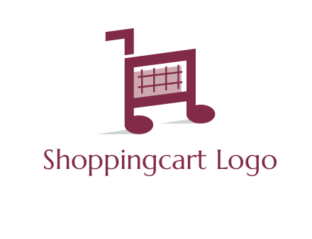 shopping cart logo with music note