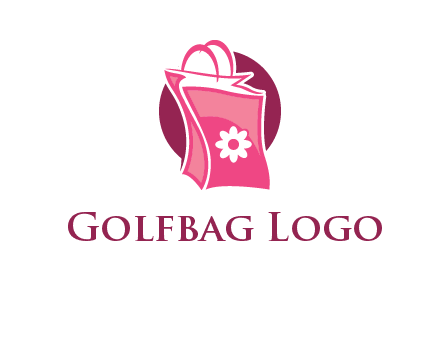 3D shopping bag in circle logo