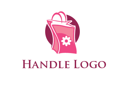 3D shopping bag in circle logo