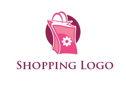 3D shopping bag in circle logo