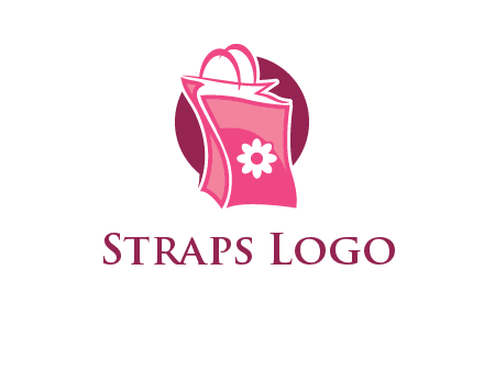 3D shopping bag in circle logo