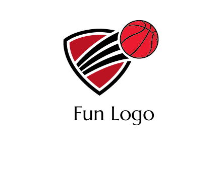 basketball shooting out of shield logo