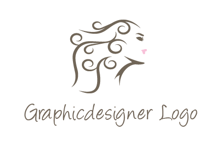 woman with curls in hair saloon logo