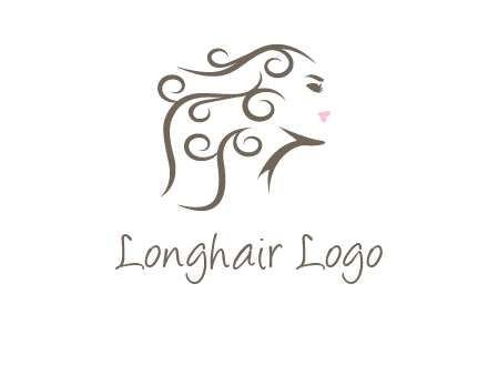 woman with curls in hair saloon logo