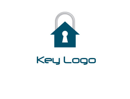 keyhole inside house in lock logo