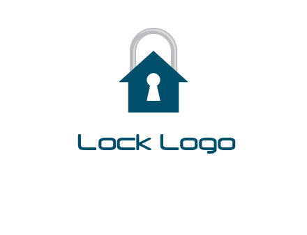 keyhole inside house in lock logo