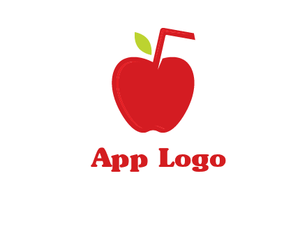 apple with straw beverage logo