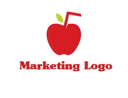 apple with straw beverage logo