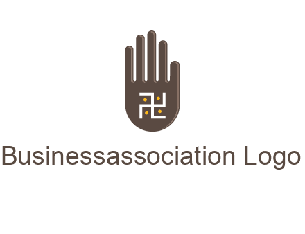 hand logo with the Swastika symbol