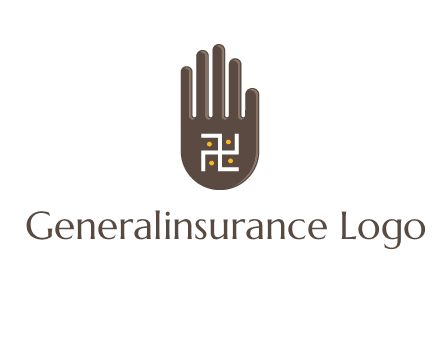 hand logo with the Swastika symbol