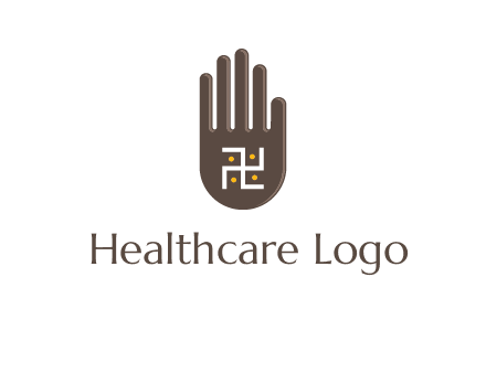 hand logo with the Swastika symbol