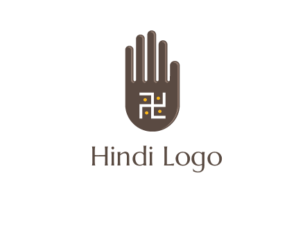 hand logo with the Swastika symbol