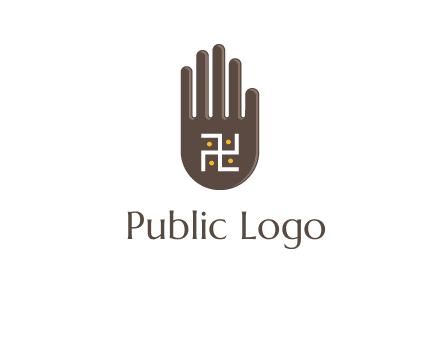 hand logo with the Swastika symbol