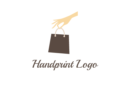 hand holding shopping bag logo