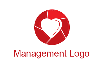 Heart inside camera lens icon