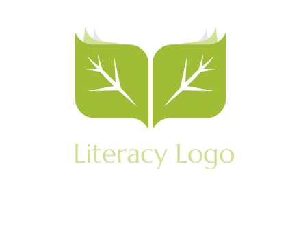 leaves with book icon