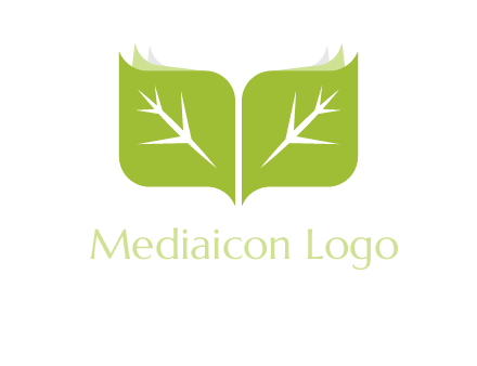 leaves with book icon