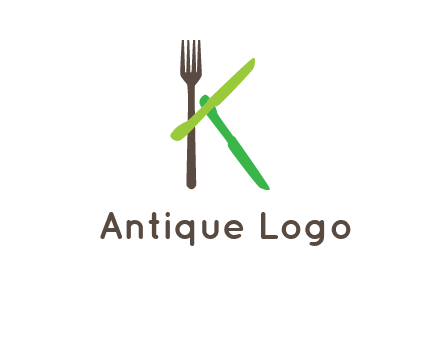 letter K with knives and fork