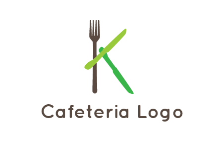 letter K with knives and fork