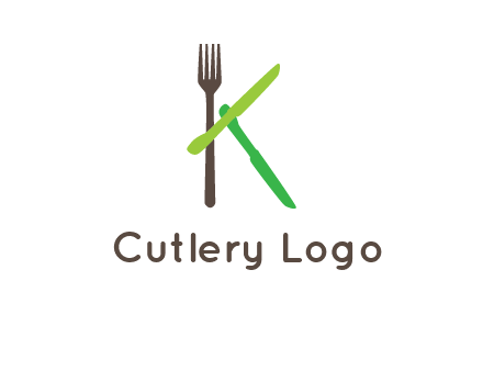 letter K with knives and fork