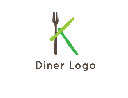 letter K with knives and fork